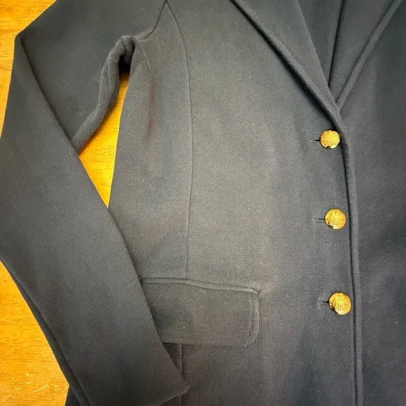 Lauren Ralph Lauren Navy Blue Knit Blazer L - Picture 4 of 9